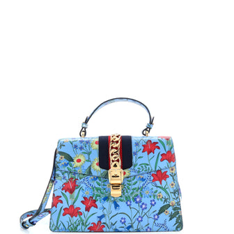 Gucci Sylvie Top Handle Bag Flora Leather Medium
