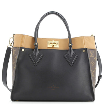 Louis Vuitton On My Side Tote Leather with Monogram Canvas MM