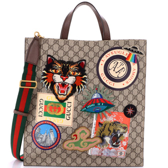 Gucci Courrier Convertible Soft Open Tote GG Coated Canvas with Applique North South