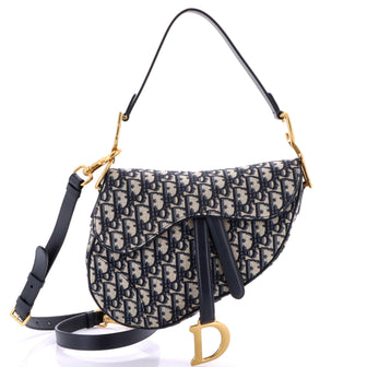 Christian Dior Saddle Handbag with Strap Oblique Canvas Medium