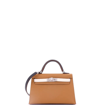 Hermes Kelly Mini II Bag Tricolor Epsom with Palladium Hardware 20