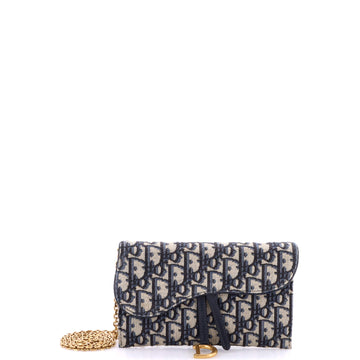 Christian Dior Saddle Chain Wallet Oblique Canvas