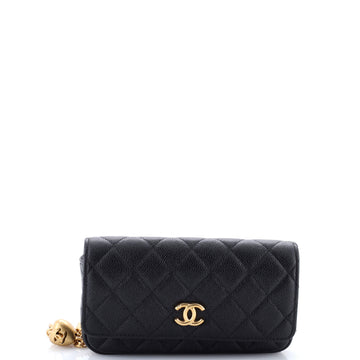 Chanel Sweetheart Adjustable Phone Holder with Chain Quilted Caviar