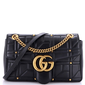 Gucci GG Marmont Flap Bag Studded Matelasse Leather Medium