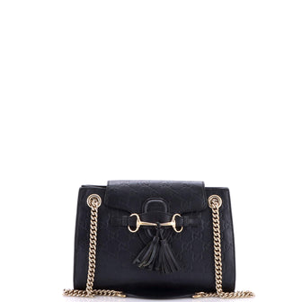 Gucci Emily Chain Flap Shoulder Bag Guccissima Leather Small