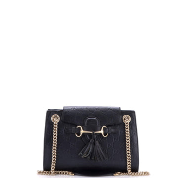 Gucci Emily Chain Flap Shoulder Bag Guccissima Leather Small
