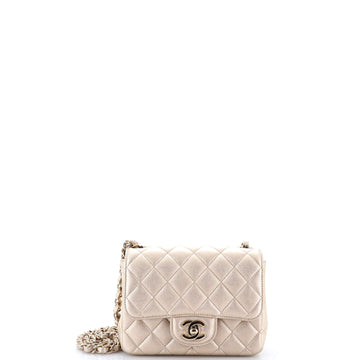 Chanel Square Classic Single Flap Bag Quilted Metallic Lambskin Mini