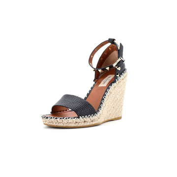 Valentino Garavani Women's Rockstud Ankle Strap Double Wedge Sandals Leather