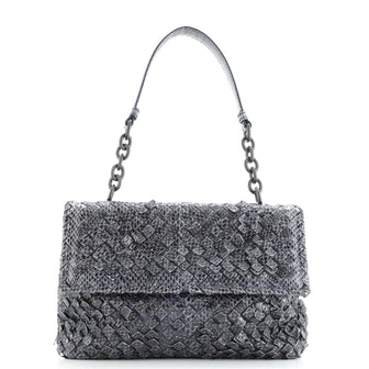 Bottega Veneta Olimpia Shoulder Bag Tobu Intrecciato Snakeskin Small