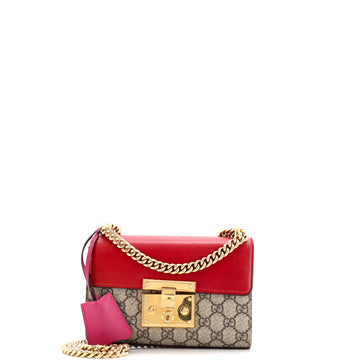Gucci Padlock Shoulder Bag GG Coated Canvas and Leather Small