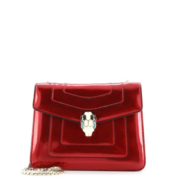 Bvlgari Serpenti Forever Square Shoulder Bag Metallic Leather Small