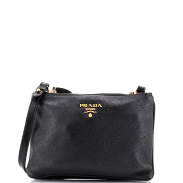 Prada Double Zip Crossbody Bag Vitello Daino Small
