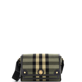 Burberry Note Crossbody Bag Check Canvas and Leather Medium