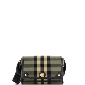 Burberry Note Crossbody Bag Check Canvas and Leather Medium
