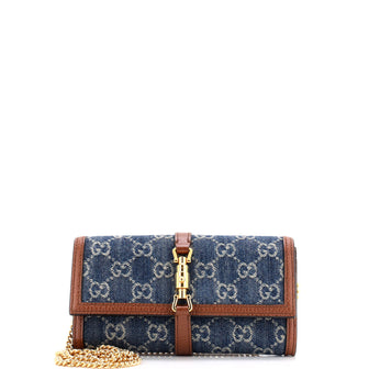 Gucci Jackie 1961 Continental Chain Wallet GG Denim