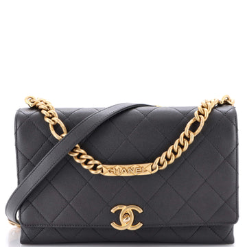 Chanel Bracelet On Chain Flap Bag Quilted Caviar Medium