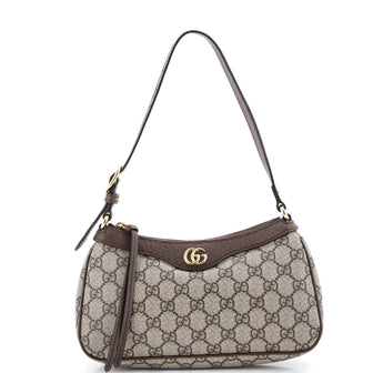 Gucci Ophidia Zip Pochette Shoulder Bag GG Coated Canvas with Leather Small