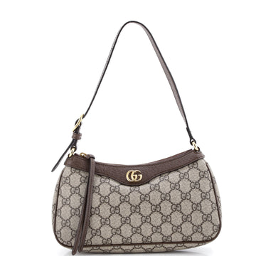 Gucci Ophidia Zip Pochette Shoulder Bag GG Coated Canvas with Leather Small