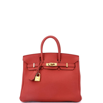 Hermes Birkin Handbag Red Togo with Gold Hardware 25