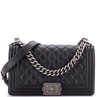 Chanel Boy Flap Bag Quilted Calfskin Old Medium