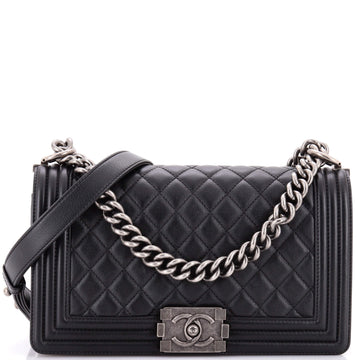 Chanel Boy Flap Bag Quilted Calfskin Old Medium