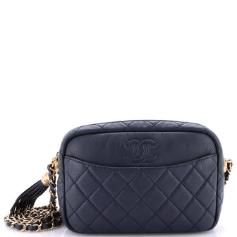 Chanel Coco Tassel Camera Case Quilted Caviar Medium