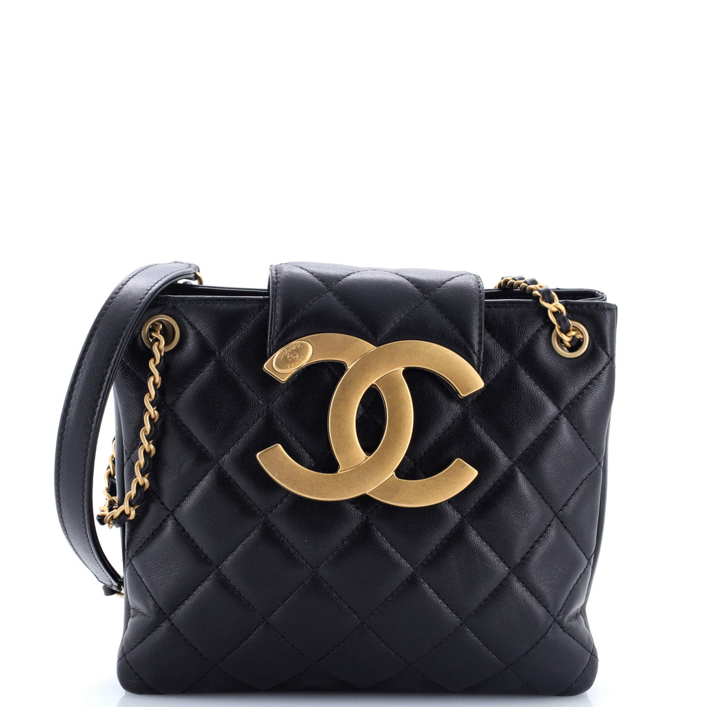 Chanel Giant CC Chain Shoulder Bag Quilted Lambskin Small 358842