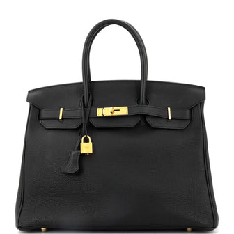 Hermes Birkin Handbag Black Togo with Gold Hardware 35