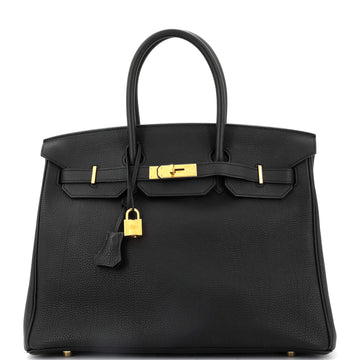Hermes Birkin Handbag Black Togo with Gold Hardware 35