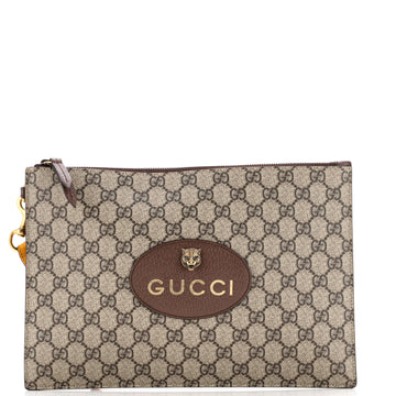 Gucci Neo Vintage Wristlet Pouch GG Coated Canvas