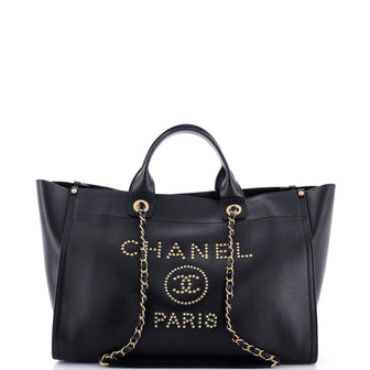 Chanel Deauville Tote Studded Caviar Medium