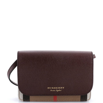 Burberry Hampshire Wallet on Chain Leather and House Check Canvas
