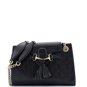 Gucci Emily Chain Flap Shoulder Bag Guccissima Leather Small
