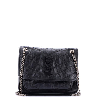 Saint Laurent Niki Chain Flap Bag Matelasse Chevron Leather Baby