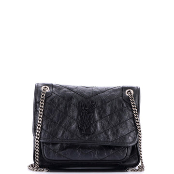 Saint Laurent Niki Chain Flap Bag Matelasse Chevron Leather Baby