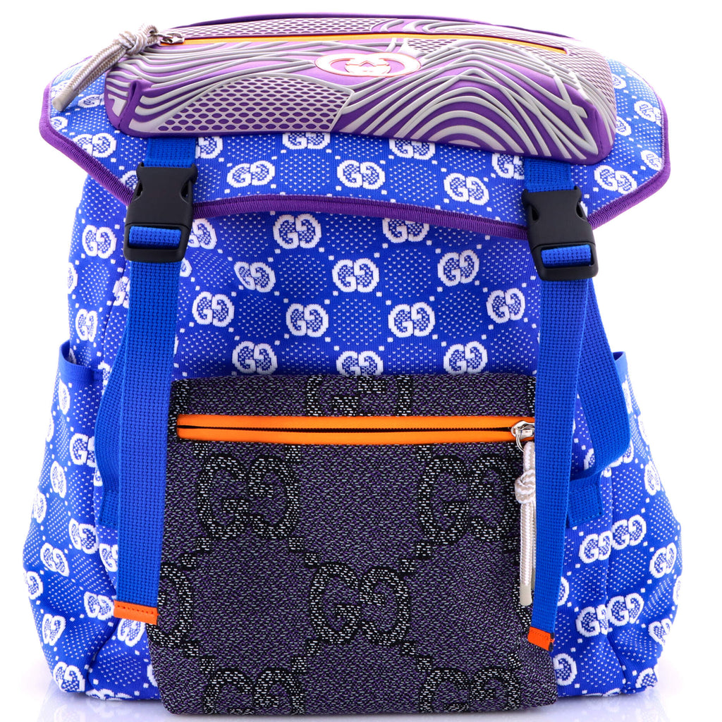 Gucci Panelled Double Buckle Backpack GG Jacquard Nylon and  display picture 1
