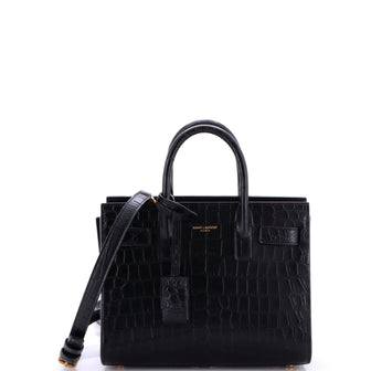 Saint Laurent Sac de Jour NM Bag Crocodile Embossed Leather Nano