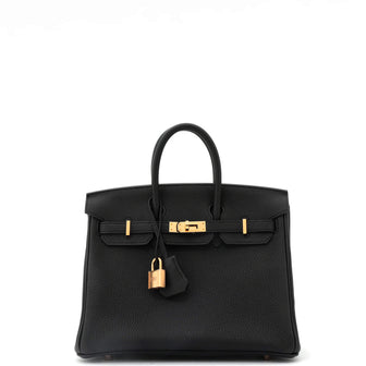 Hermes Birkin Handbag Black Togo with Rose Gold Hardware 25