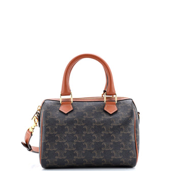 Celine Boston Bag Triomphe Coated Canvas Small