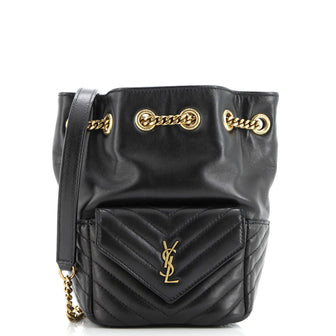Saint Laurent Joe Bucket Bag Matelasse Chevron Leather Mini