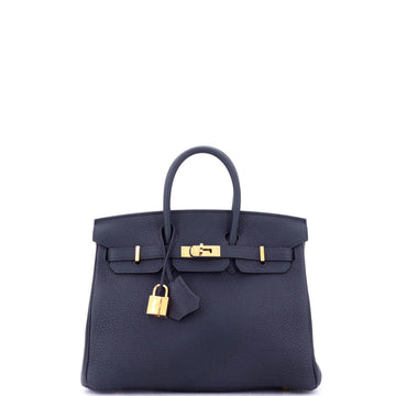 Hermes Birkin Handbag Blue Togo with Gold Hardware 25