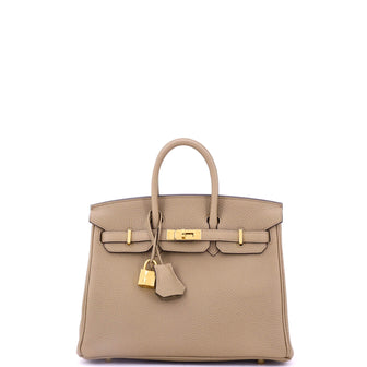 Hermes Birkin Handbag Brown Togo with Gold Hardware 25