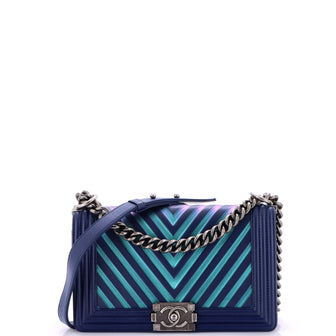 Chanel Boy Flap Bag Chevron Painted Calfskin Old Medium