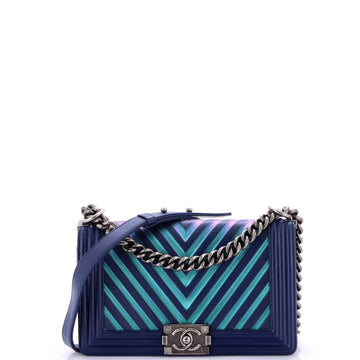 Chanel Boy Flap Bag Chevron Painted Calfskin Old Medium