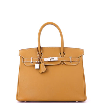 Hermes Birkin Handbag Brown Chevre Mysore with Palladium Hardware 30