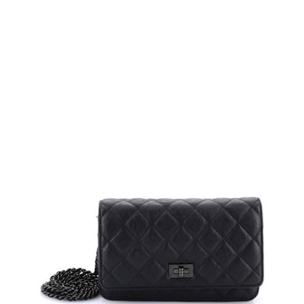 Chanel So Black Reissue 2.55 Wallet on Chain Quilted Aged Calfskin