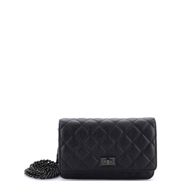Chanel So Black Reissue 2.55 Wallet on Chain Quilted Aged Calfskin