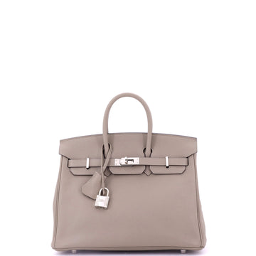 Hermes Birkin Handbag Grey Swift with Palladium Hardware 25