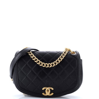 Chanel Underline Saddle Flap Bag Quilted Calfskin Small
