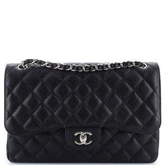 Chanel Classic Double Flap Bag Quilted Caviar Jumbo